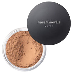 bareMinerals Original Matte Foundation SPF 15 packaging close-up shows compact for on-the-go touch-ups