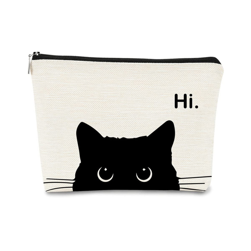 BARPERY cute cat makeup bag top view with roomy interior for daily essentials