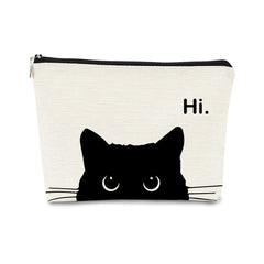 BARPERY cute cat makeup bag top view with roomy interior for daily essentials