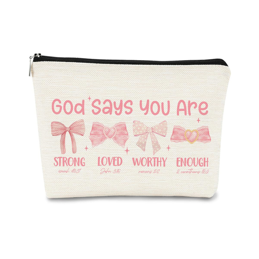 BARPERY coquette bow makeup bag close-up for portable cosmetic storage.