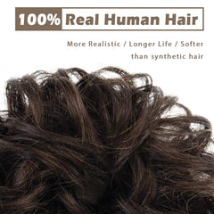 BARSDAR messy bun hairpiece dark brown close-up shows natural shine.