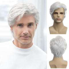 Baruisi Men Wigs Short White Wig silhouette for natural daily-use look