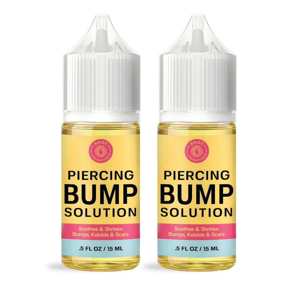 BASE LABORATORIES piercing bump removal 2-pack box image shows convenient at-home aftercare for bumps