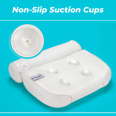 Basic Concepts bathtub pillow suction cups keep the pillow securely in place.