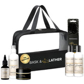 Bask & Lather travel kit shampoo bottle for nourishing cleansing of textured hair on the go