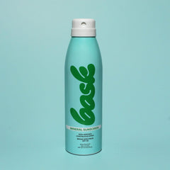 Bask Suncare SPF 30 spray angle shot demonstrates fragrance-free reef-safe protection