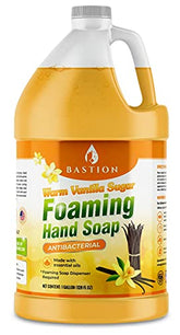 Bastion Warm Vanilla Sugar foam soap bottle promotes quick, moisturizing hand care.