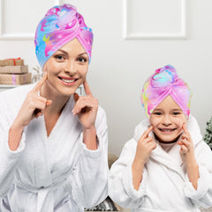 Basumee microfiber towel wrap two-color set ideal for kids after bath.