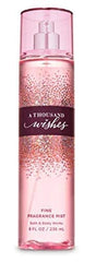 Bath & Body Works A Thousand Wishes mist bottle closeup, travel-friendly refresh note.