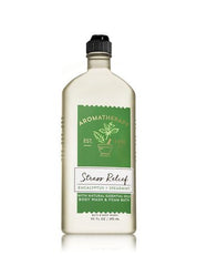 Bath & Body Works Aromatherapy Eucalyptus Spearmint body wash close-up emphasizes soothing lather and natural oils.