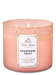 Bath & Body Works Champagne Toast candle front view for inviting living room ambiance