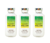 Bath & Body Works cucumber melon lotion set packaging with bright tubes shows daily hydration potential