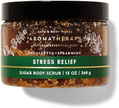 Bath & Body Works Eucalyptus Spearmint Sugar Body Scrub texture close-up shows non-greasy exfoliation.
