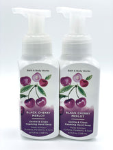 Bath & Body Works gentle foaming hand soap Black Cherry Merlot bottle pour delivers cleansing and moisturizing lather.