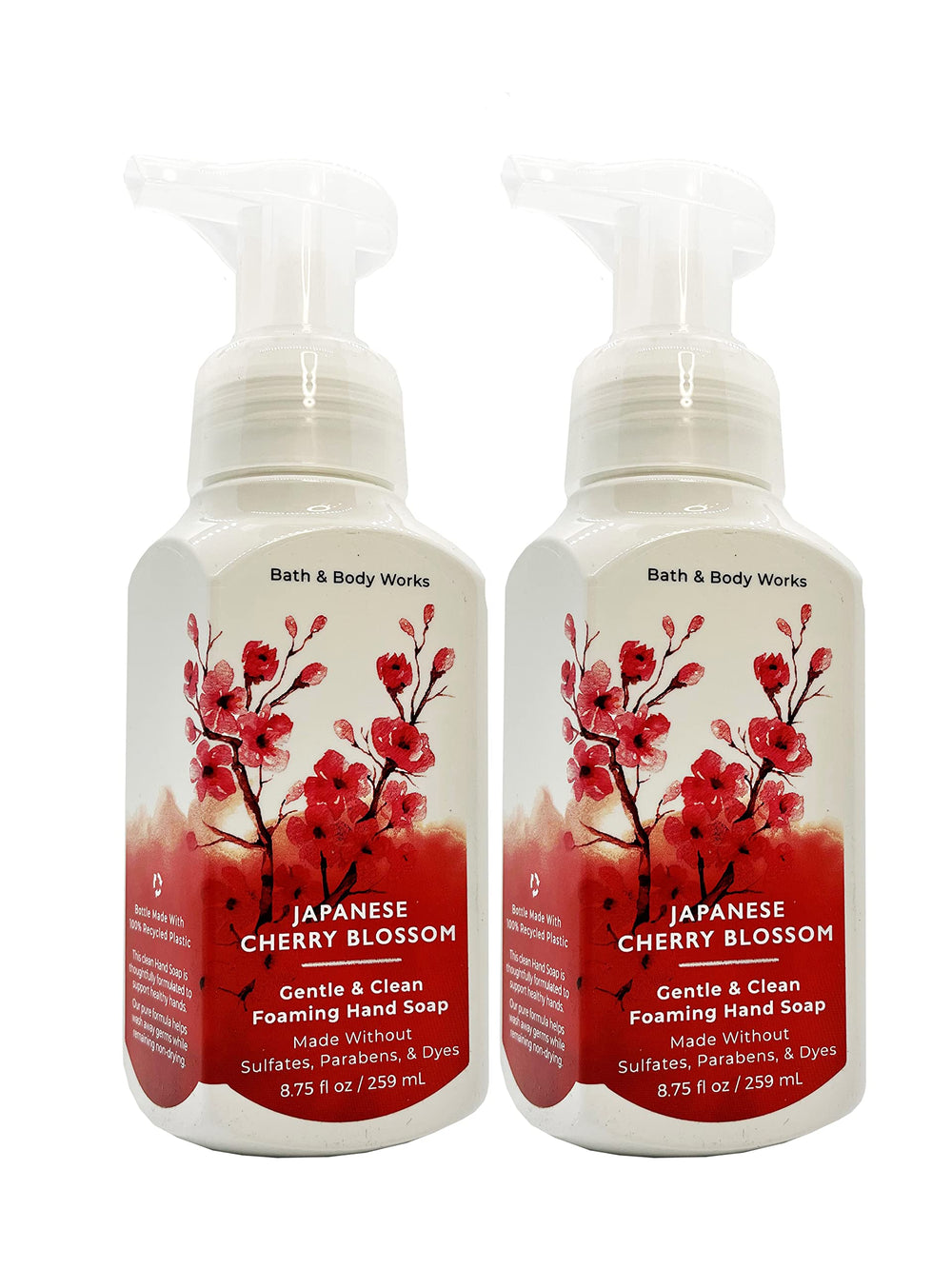 Bath and Body Works Gentle Foaming Hand Soap Japanese Cherry Blossom bottle pour reveals soothing creamy lather.