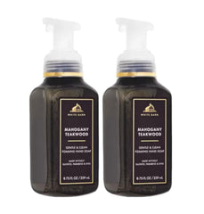 Bath and Body Works Gentle Foaming Hand Soap Mahogany Teakwood bottle pour delivers rich lather and skin-softening moisture.