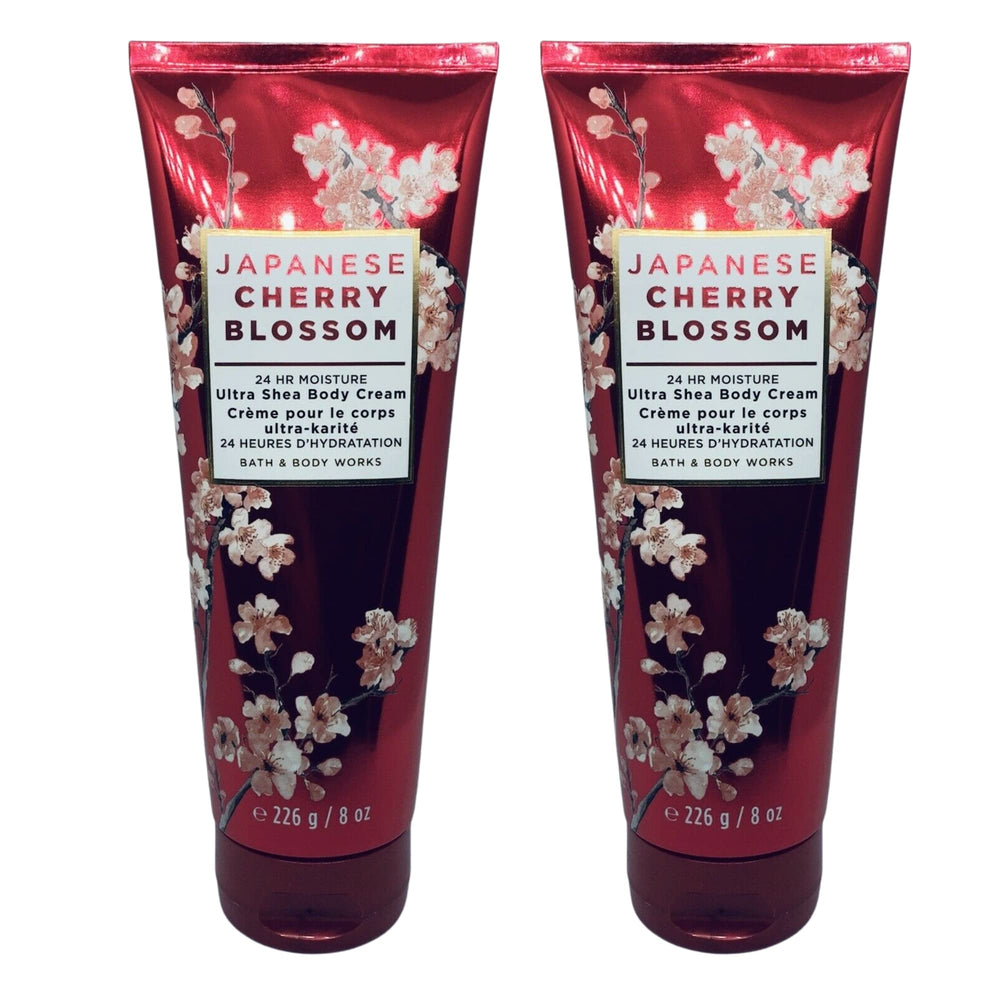 Bath & Body Works gift set with two 8 oz Japanese Cherry Blossom body creams for daily hydration