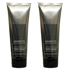 Bath and Body Works graphite 8oz body cream pair on display for daily hydration