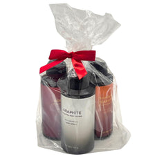 Bath & Body Works Graphite bottle – bold sage and leather blend for active days.