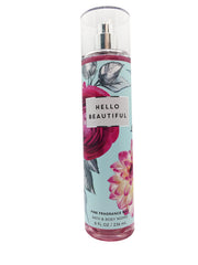 Bath & Body Works Hello Beautiful application on hand highlighting light mist for layering.