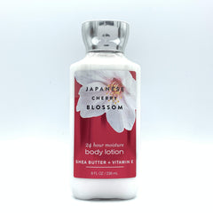 Bath and Body Works Japanese Cherry Blossom lotion trio displaying labeled bottles ready for gifting and sharing.