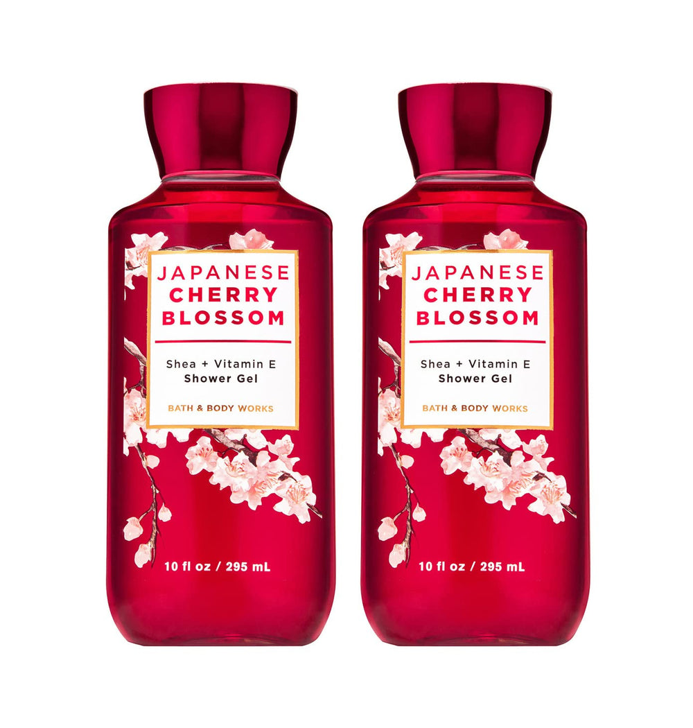 Bath and Body Works Japanese Cherry Blossom shower gel twin-pack bottle for a refreshing morning routine