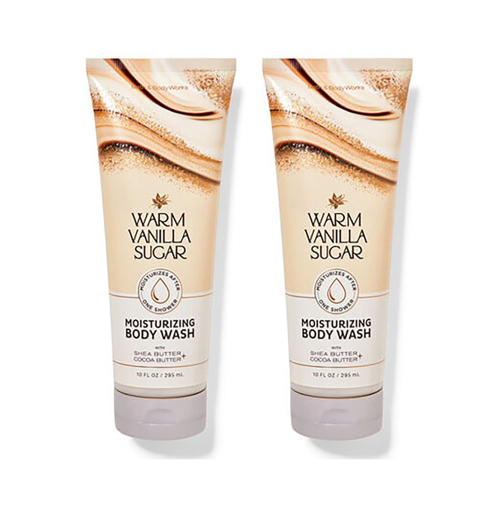 Bath & Body Works Moisturizing Body Wash Warm Vanilla Sugar bottle pour supports silky skin post-shower