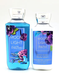 Bath and Body Works Moonlight Path lotion demonstrates hydrating formula for smooth skin