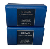 Bath and Body Works Ocean Shea Butter cleansing bar pack 2 wrapped for rich moisture and refreshing scent.