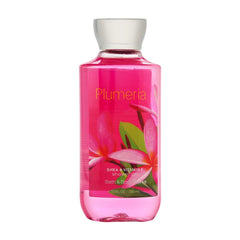 Bath & Body Works Plumeria Shower Gel bottle closeup with tropical fragrance for daily refresh