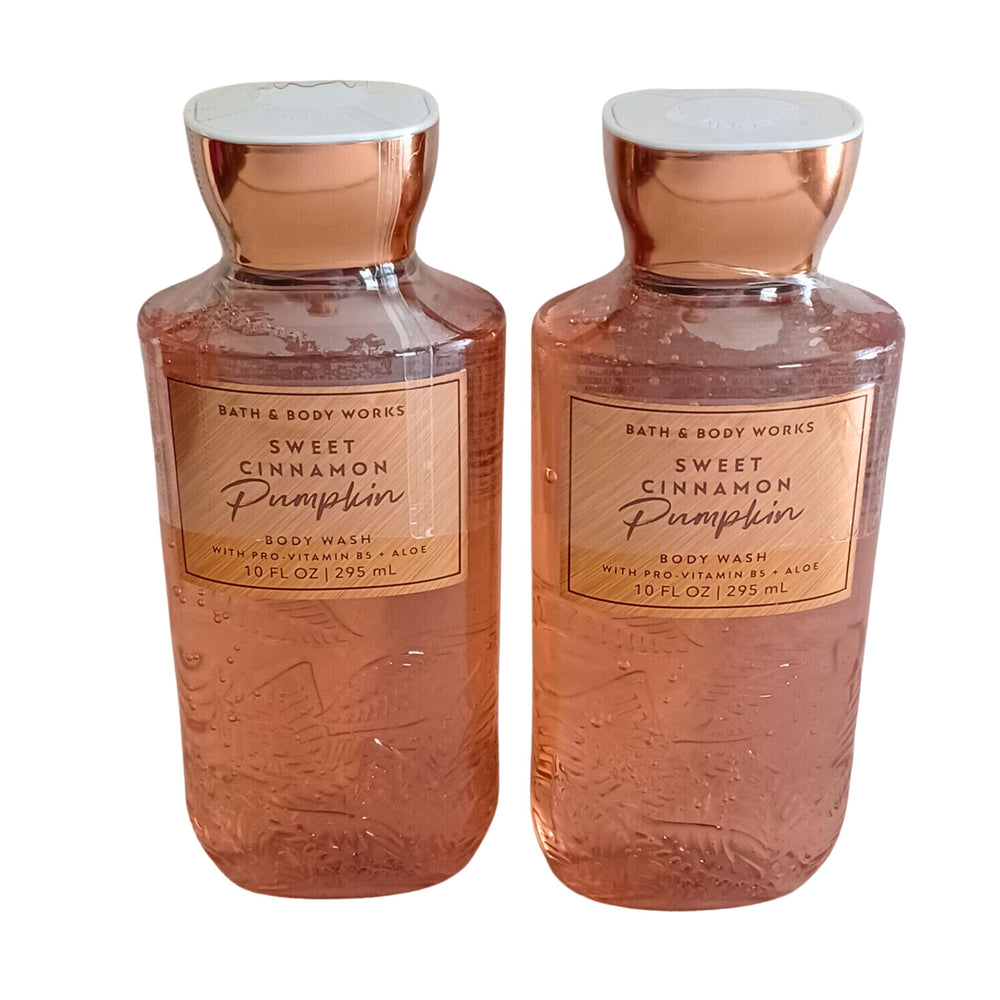 Bath and Body Works Shea Vitamin E Shower Gel two bottles in Cinnamon Pumpkin scent for soothing showers