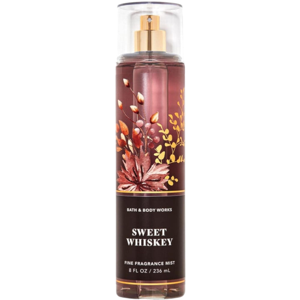 Bath & Body Works Sweet Whiskey spray bottle for everyday fragrance and light skin hydration.
