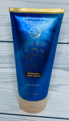 Bath & Body Works True Blue Spa foot cream mint fragrance close-up for a refreshing spa feel.