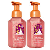 Bath & Body Works Twisted Peppermint foaming hand soap bottle offers refreshing mint scent for quick hand cleansing.