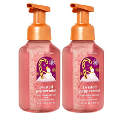 Bath & Body Works Twisted Peppermint foaming hand soap pump delivers refreshing cleanse with peppermint aroma.