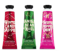 Bath & Body Works Winter Candy Apple hand cream trio packaging, ideal for holiday gifting.