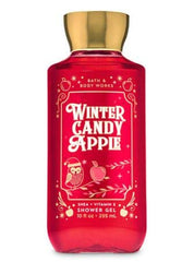 Bath and Body Works Winter Candy Apple shower gel bottle provides a cozy morning cleanse.