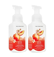 Bath & Body Works Gentle Foaming Hand Soap Peach Bellini bottle offers gentle cleansing with a pleasant scent.