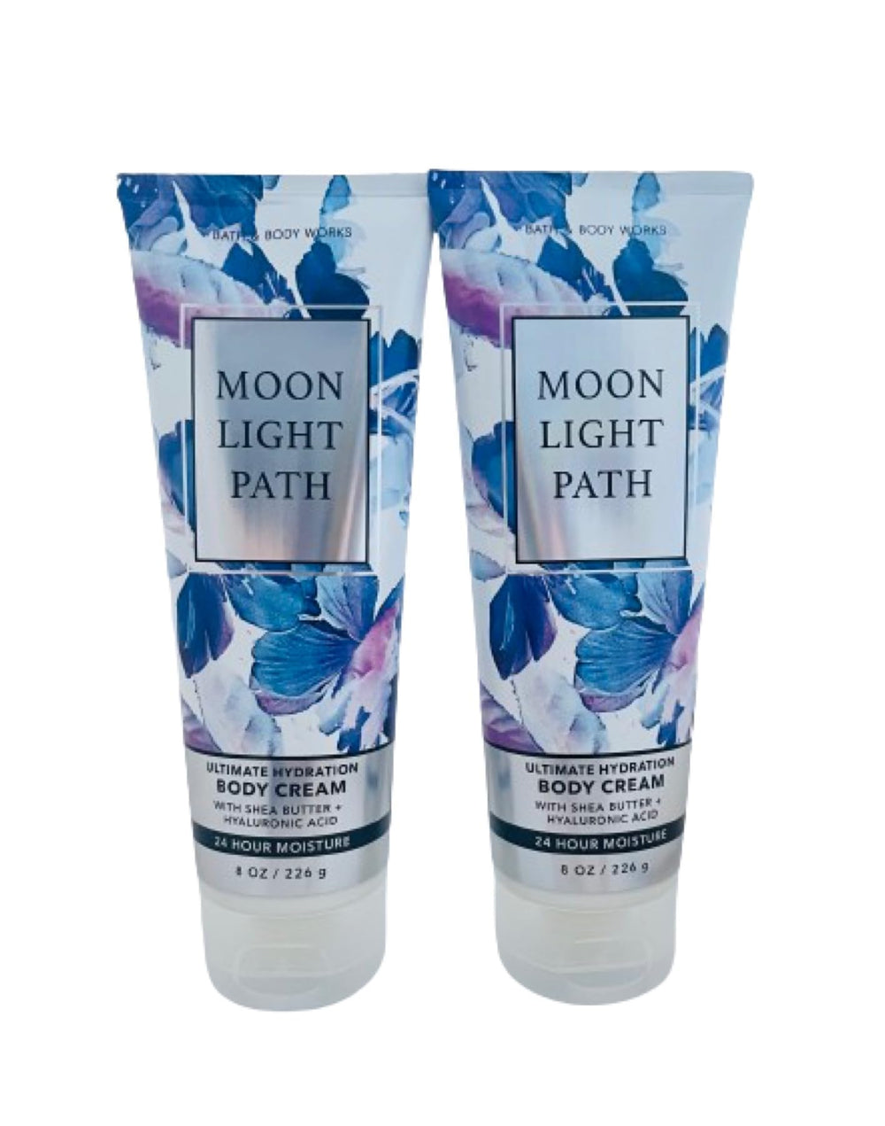 Bath & Body Works Moonlight Path 2-pack bottles highlight Hyaluronic Acid hydration for lasting moisturization