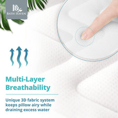 Bath Haven bath pillow secure-suction stays firmly in place during long soaks.