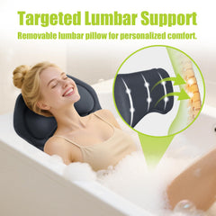 Bathland full body bath pillow lumbar support enhances lower back comfort during soak.