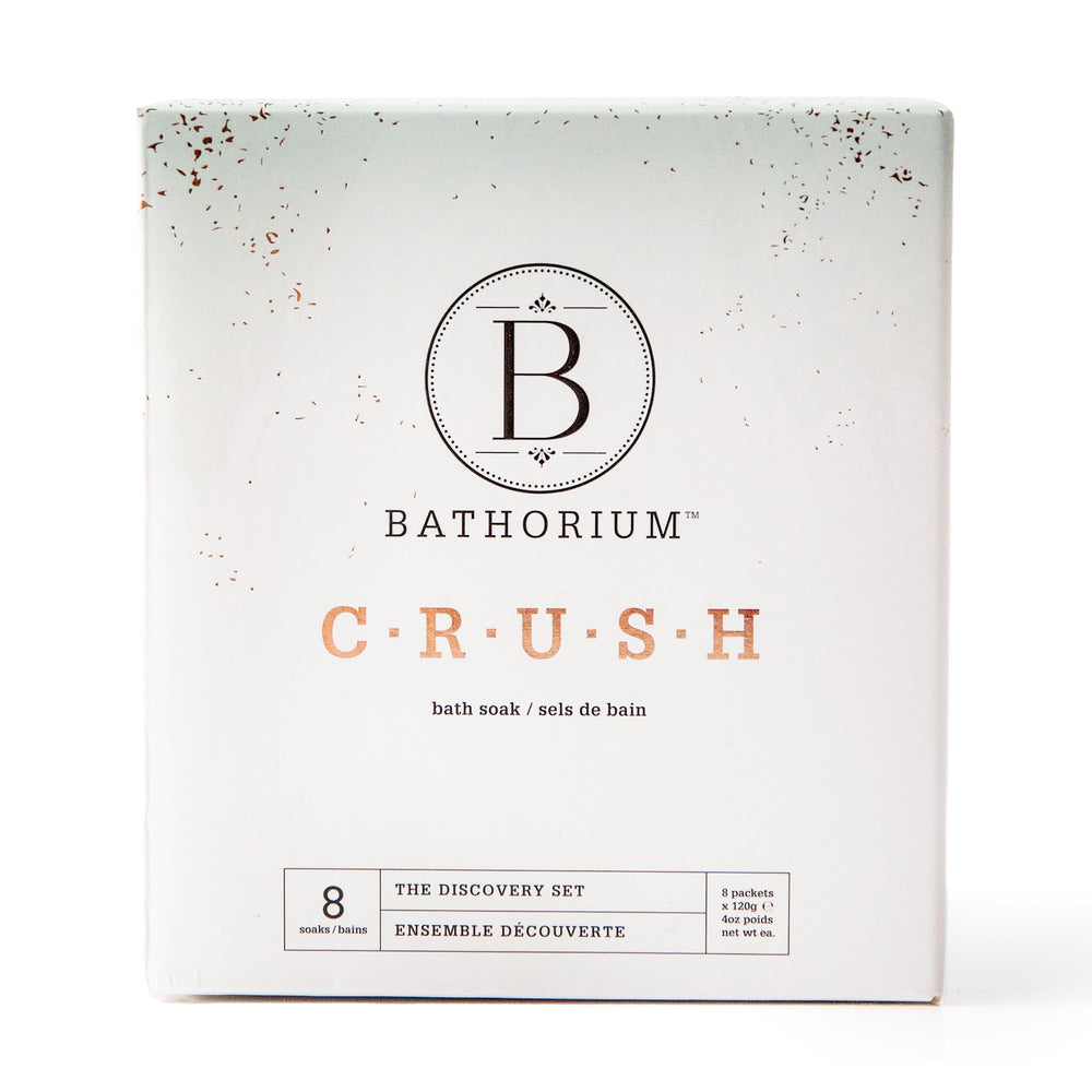 Bathorium Crush 8-Pack Discovery Set packaging, ideal for gifting a relaxing bath ritual.