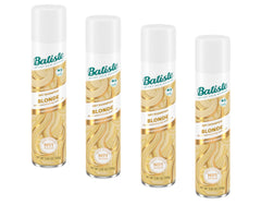 Batiste Brilliant Blonde dry shampoo bottle demonstrates color-friendly freshness.
