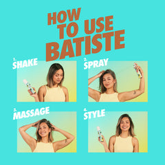 Batiste Dark Dry Shampoo tinted blend enhances brunette hair.
