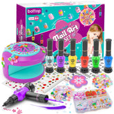 BATTOP kids nail art kit front view shows a complete at-home manicure setup.
