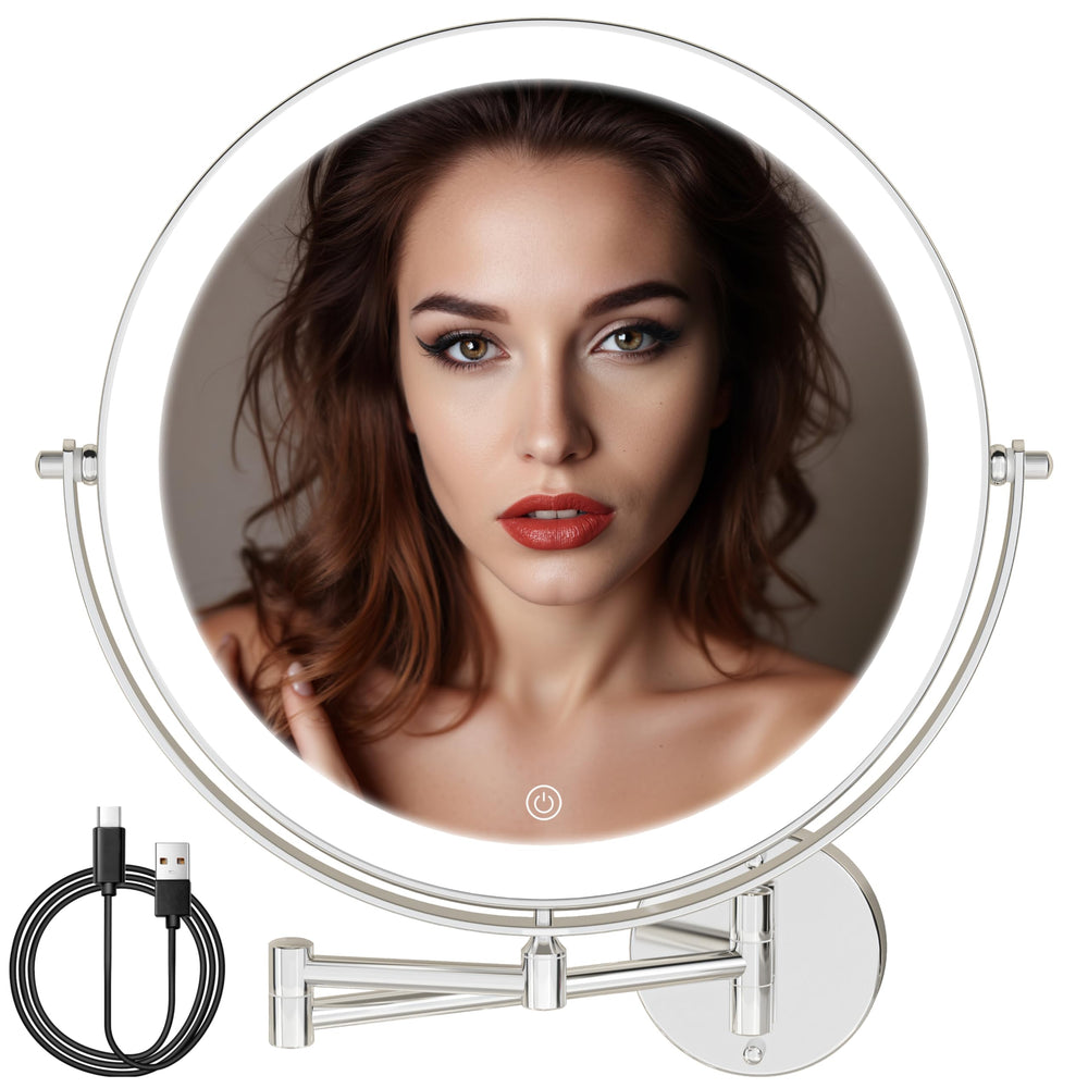 Batuso 10-inch wall-mounted makeup mirror with LED light for precise makeup