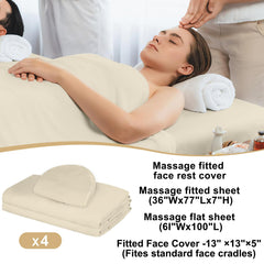 Bavlesfuire massage table fitted sheet in beige with snug elastic fit.