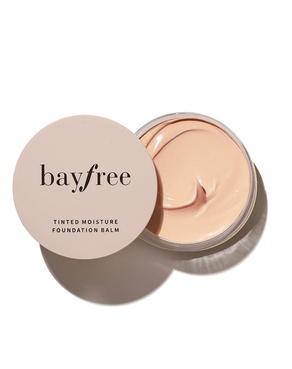 Bayfree tinted moisture foundation balm packaging showcases on-the-go coverage.