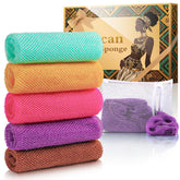 Baypearl African Net Sponge green pack offers colorful exfoliation and quick-dry hygiene.