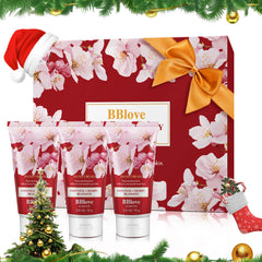 BBLOVE hand cream set with Japanese Cherry Blossom three-pack for on-the-go hydration.